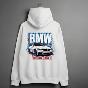 yaveddra bmw urban racer oversized hoodie – 400 gsm heavyweight 100% cotton streetwear in white & black