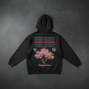 Cherry Blossom Hoodie – Black Oversize Fit Premium Streetwear by Yaveddra
