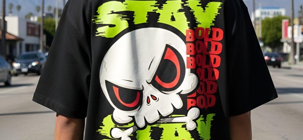 Oversized T-Shirts by Yaveddra with skull graphic and Stay Bold Stay Unique print