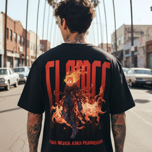 Flame Rebel Oversized Graphic T-Shirt by Yaveddra fire tshirts